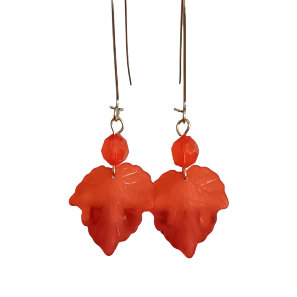 Orange Maple Leaf Earrings